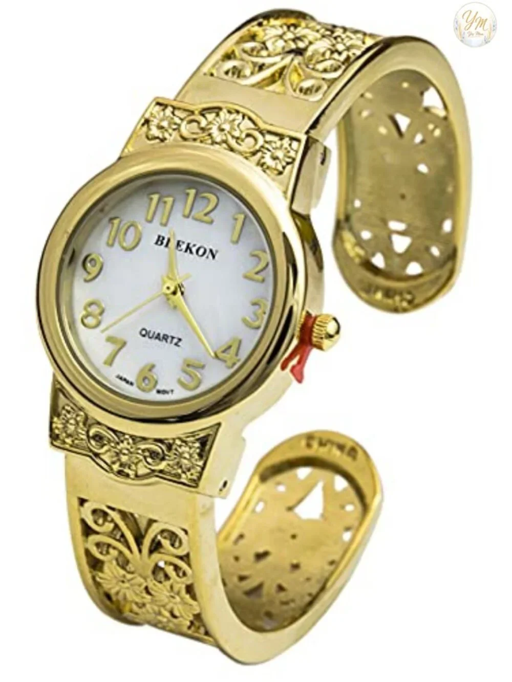 Women's Japanese Quartz Cuff Bangle Watch 28mm Metal Bracelet